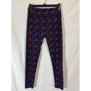 LuLaRoe Leggings Navy Orange Geometric Flowers RN 142161